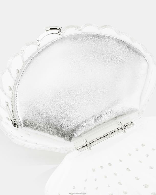 Aquazzura Crystal Shell Clutch SILVER TZ666337