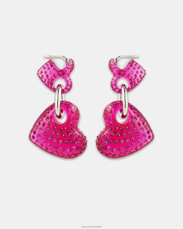 Aquazzura Crystal Love Earrings PINK TZ666419