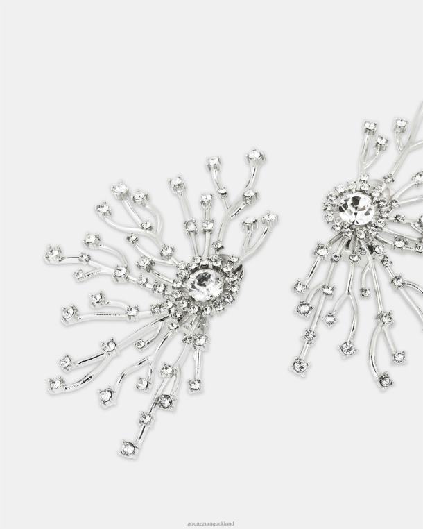 Aquazzura Crystal Roots Earrings SILVER TZ666455