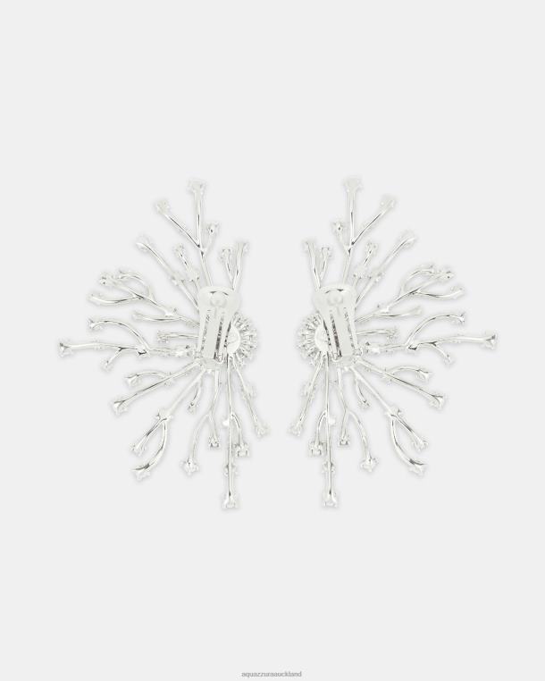 Aquazzura Crystal Roots Earrings SILVER TZ666455