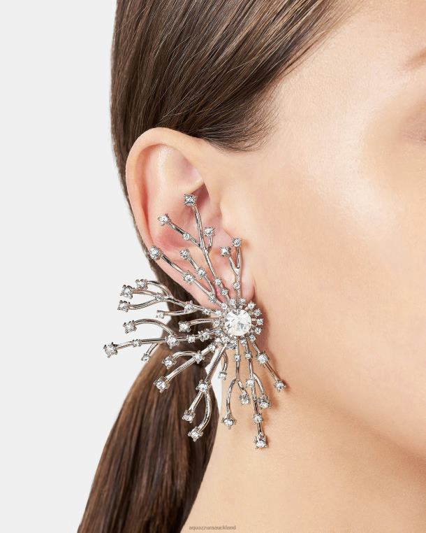 Aquazzura Crystal Roots Earrings SILVER TZ666455