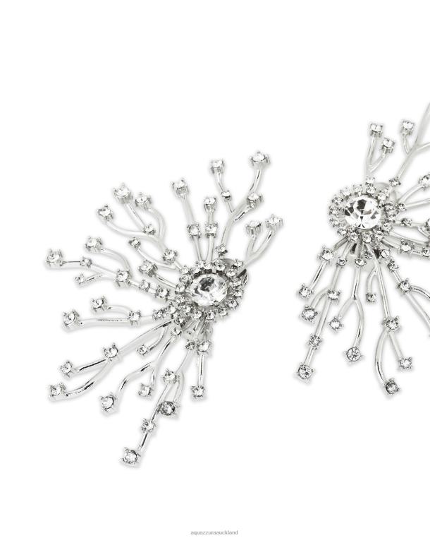 Aquazzura Crystal Roots Earrings SILVER TZ666455