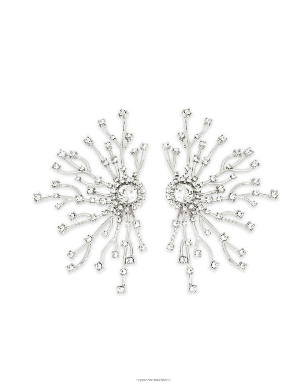 Aquazzura Crystal Roots Earrings SILVER TZ666455