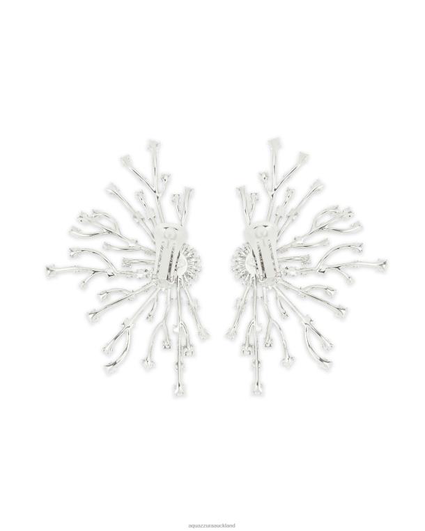 Aquazzura Crystal Roots Earrings SILVER TZ666455