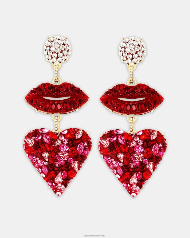 Aquazzura Kiss Me Heart Earrings RED TZ666445