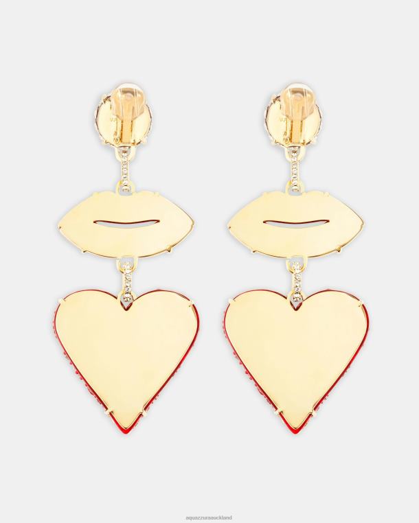 Aquazzura Kiss Me Heart Earrings RED TZ666445