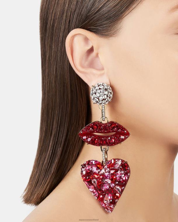 Aquazzura Kiss Me Heart Earrings RED TZ666445