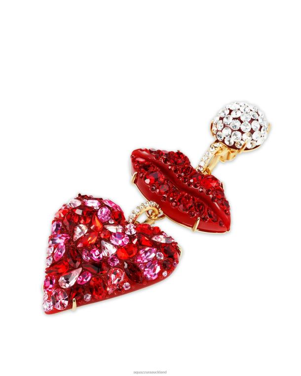 Aquazzura Kiss Me Heart Earrings RED TZ666445