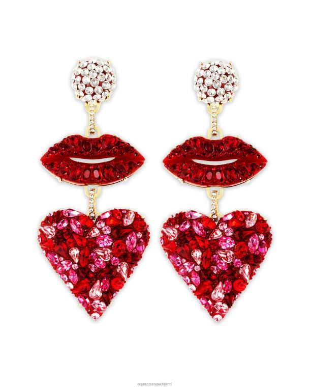 Aquazzura Kiss Me Heart Earrings RED TZ666445