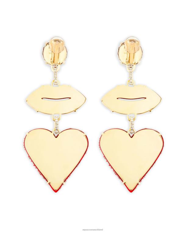 Aquazzura Kiss Me Heart Earrings RED TZ666445