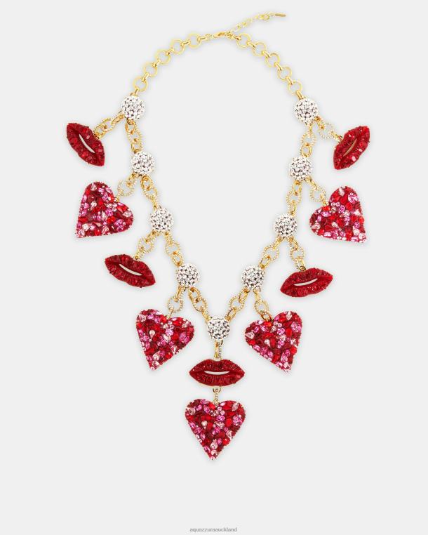 Aquazzura Kiss Me Heart Necklace RED TZ666443