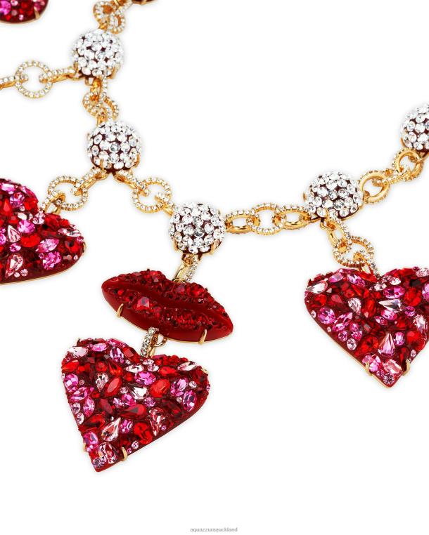 Aquazzura Kiss Me Heart Necklace RED TZ666443