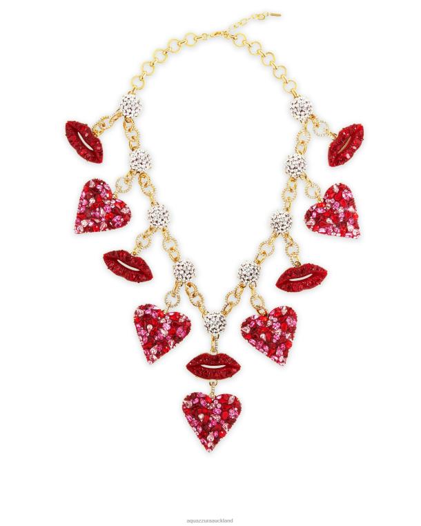 Aquazzura Kiss Me Heart Necklace RED TZ666443