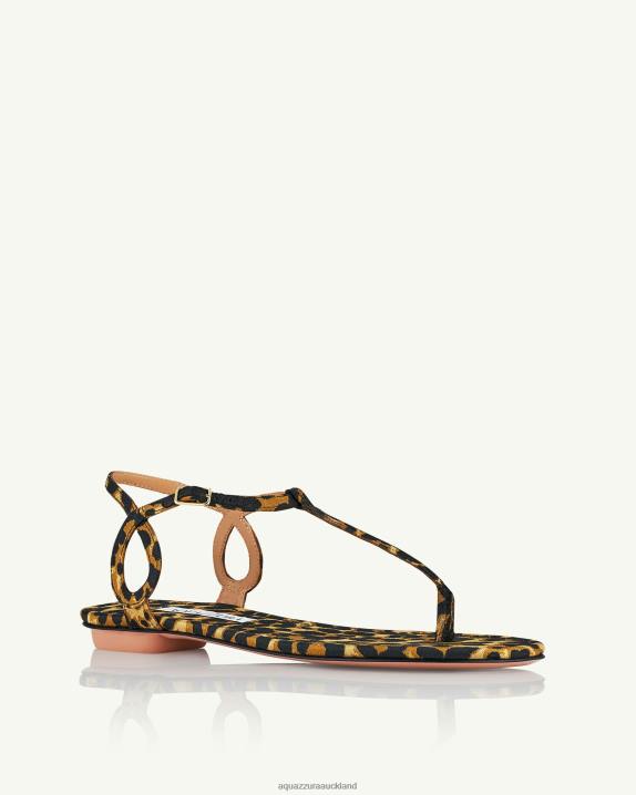 Aquazzura Almost Bare Sandal Flat LEOPARD R4L64