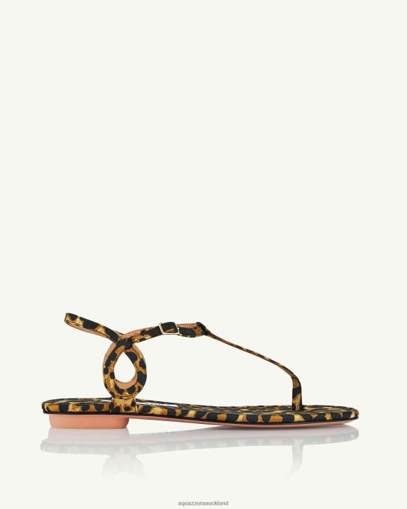 Aquazzura Almost Bare Sandal Flat LEOPARD R4L64