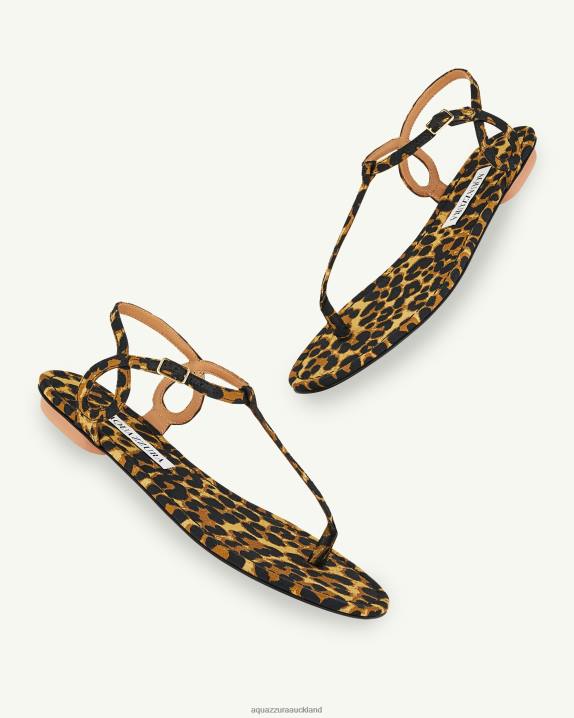 Aquazzura Almost Bare Sandal Flat LEOPARD R4L64