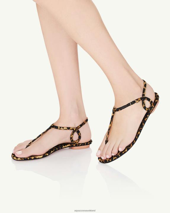 Aquazzura Almost Bare Sandal Flat LEOPARD R4L64