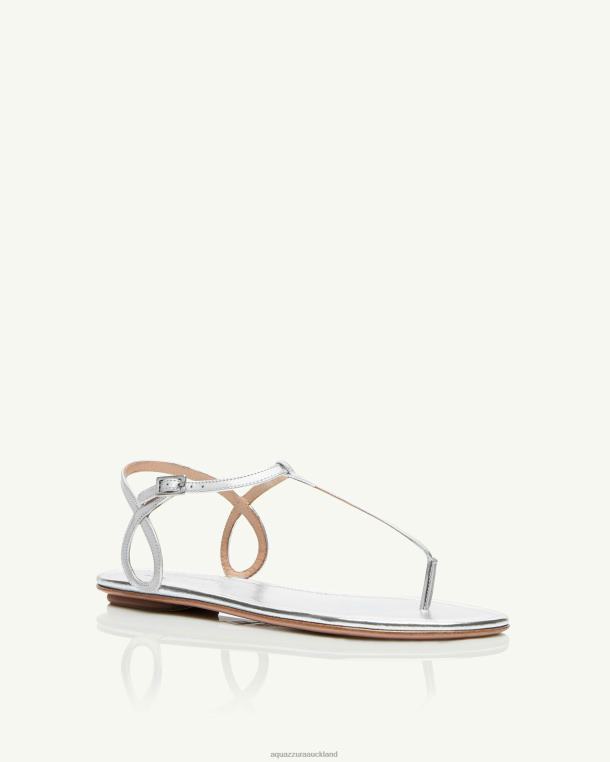 Aquazzura Almost Bare Sandal Flat SILVER TZ66695