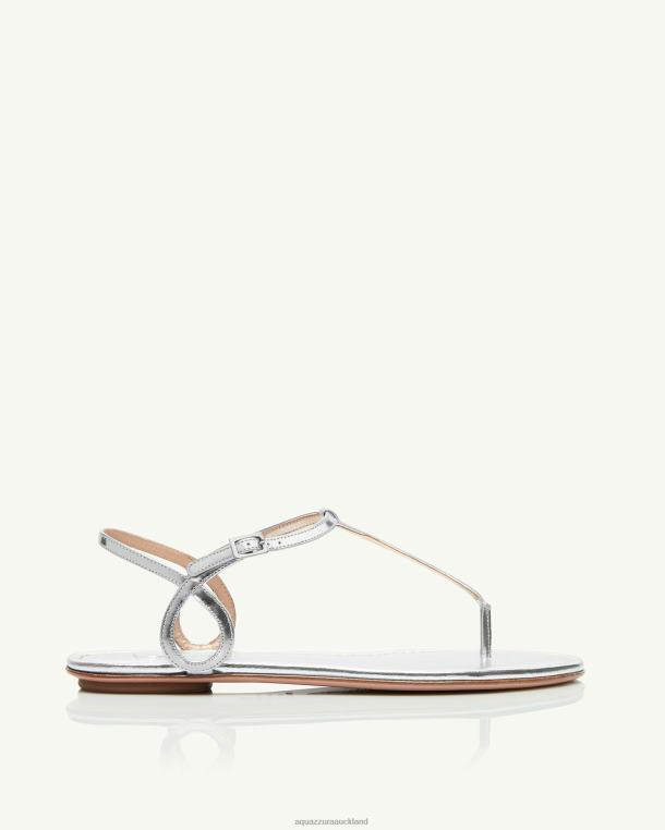 Aquazzura Almost Bare Sandal Flat SILVER TZ66695