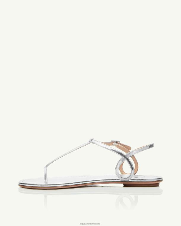 Aquazzura Almost Bare Sandal Flat SILVER TZ66695