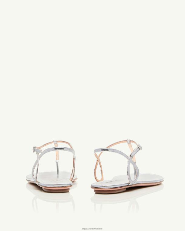 Aquazzura Almost Bare Sandal Flat SILVER TZ66695