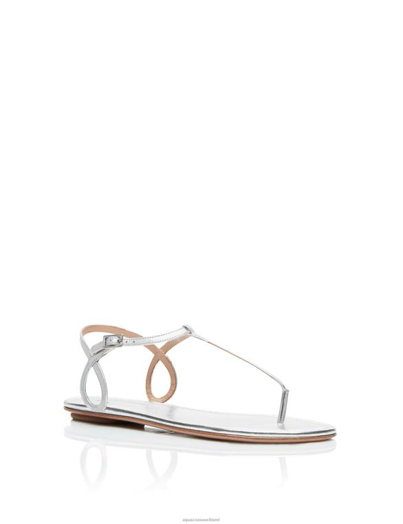 Aquazzura Almost Bare Sandal Flat SILVER TZ66695