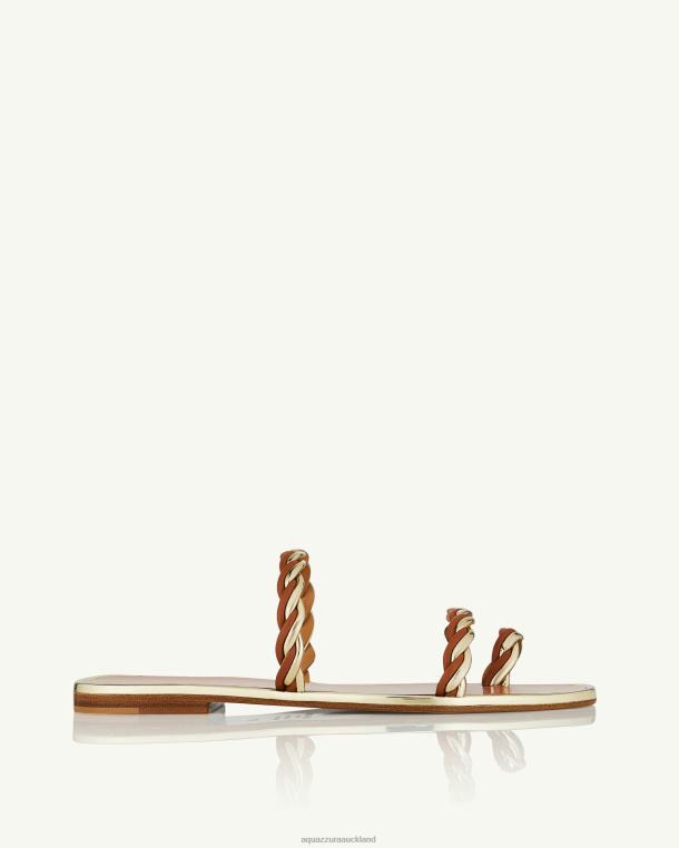 Aquazzura Capalbio Sandal Flat BROWN TZ666246