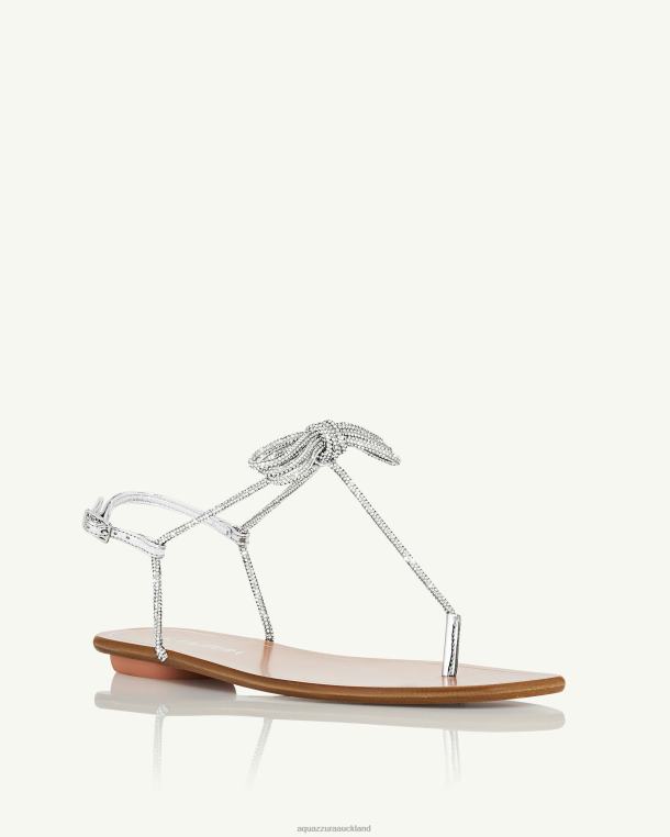 Aquazzura Capri Nights Sandal Flat SILVER TZ666166