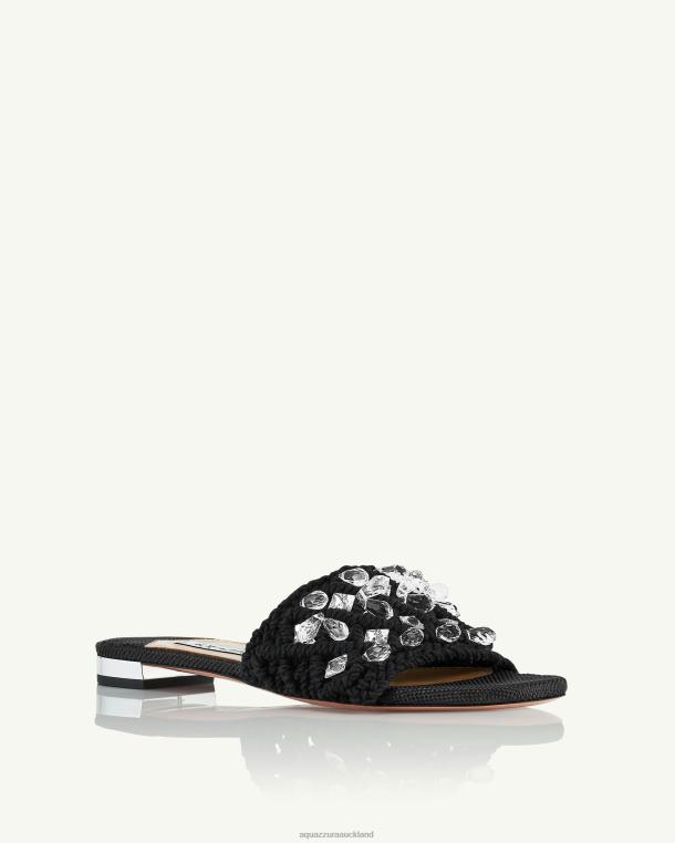 Aquazzura Crystal Cote Flat BLACK TZ666244