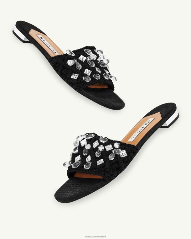 Aquazzura Crystal Cote Flat BLACK TZ666244