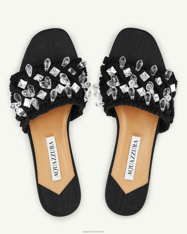 Aquazzura Crystal Cote Flat BLACK TZ666244