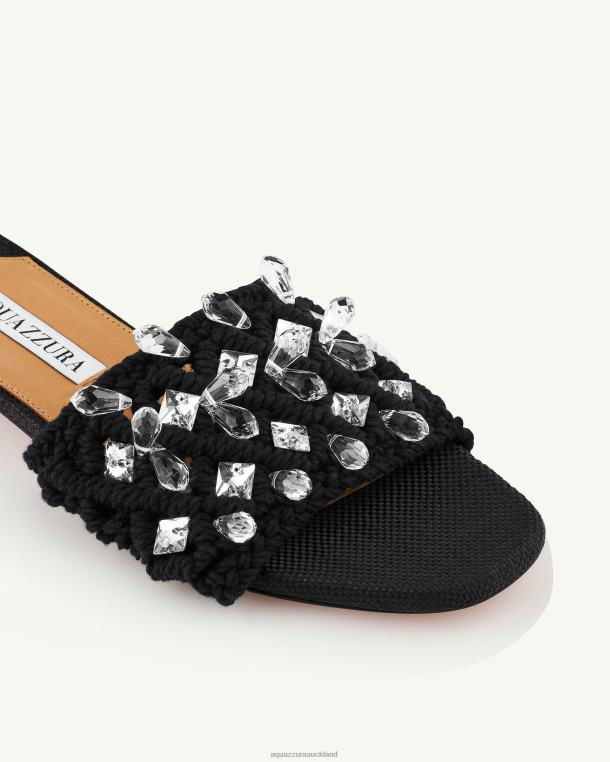 Aquazzura Crystal Cote Flat BLACK TZ666244