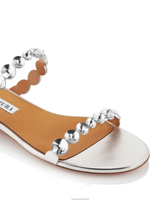 Aquazzura Maxi-Tequila Sandal Flat SILVER TZ666247