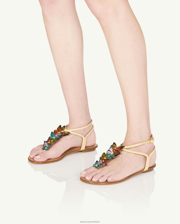 Aquazzura Papillon Sandal Flat BEIGE TZ66661