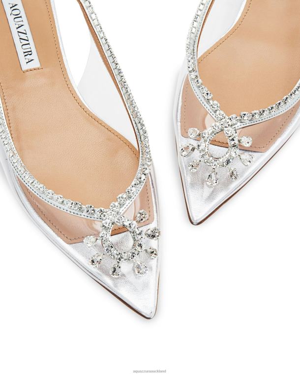 Aquazzura Seduction Crystal Sling Flat SILVER TZ666272