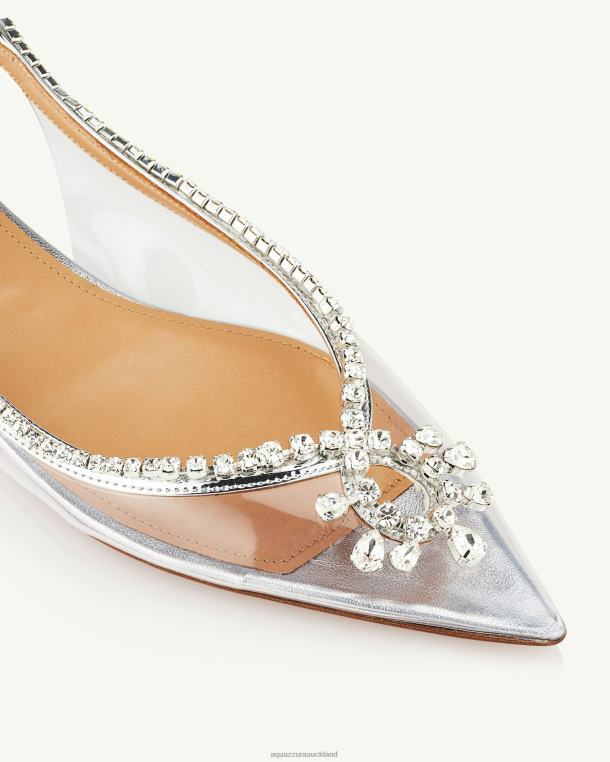 Aquazzura Seduction Crystal Sling Flat SILVER TZ666272