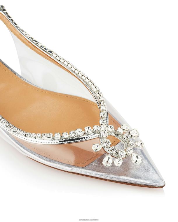 Aquazzura Seduction Crystal Sling Flat SILVER TZ666272