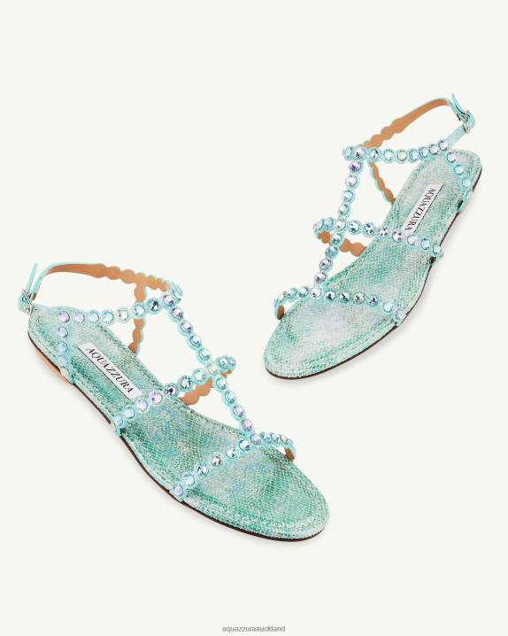 Aquazzura Tequila Sandal Flat BLUE R4L612