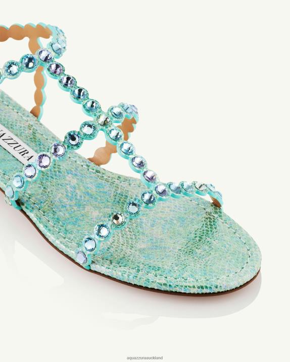 Aquazzura Tequila Sandal Flat BLUE R4L612