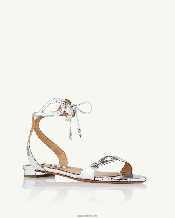 Aquazzura Tessa Sandal Flat SILVER TZ666149