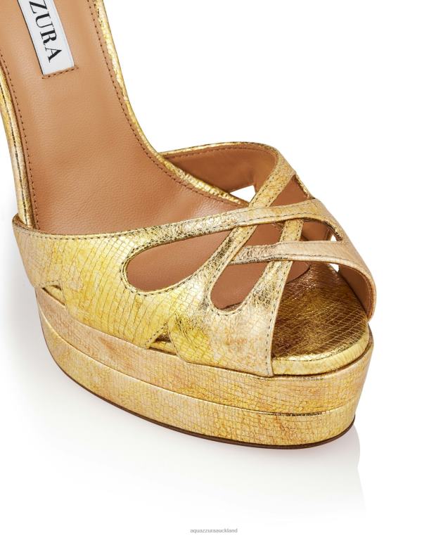 Aquazzura All Dolled Up Sandal Plateau 140 GOLD TZ666277