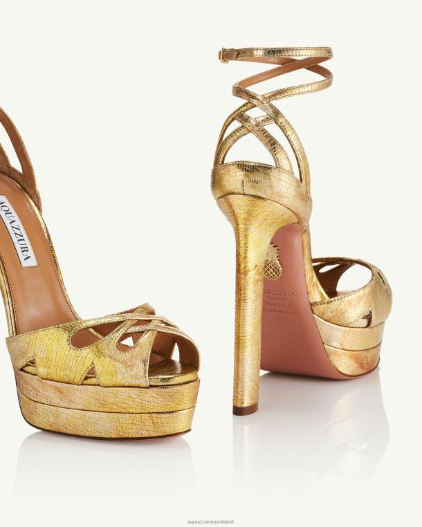 Aquazzura All Dolled Up Sandal Plateau 140 GOLD TZ666277