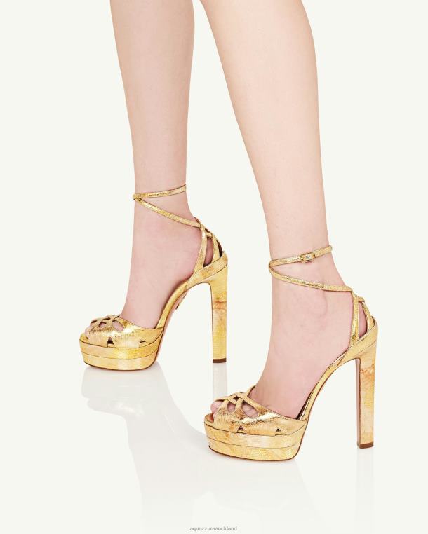 Aquazzura All Dolled Up Sandal Plateau 140 GOLD TZ666277