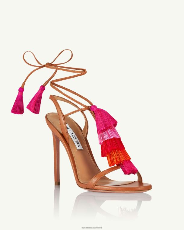 Aquazzura Capri Tassel Sandal 105 BROWN TZ666141