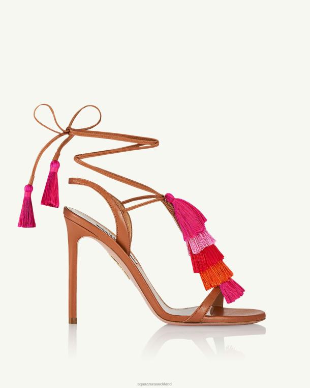 Aquazzura Capri Tassel Sandal 105 BROWN TZ666141