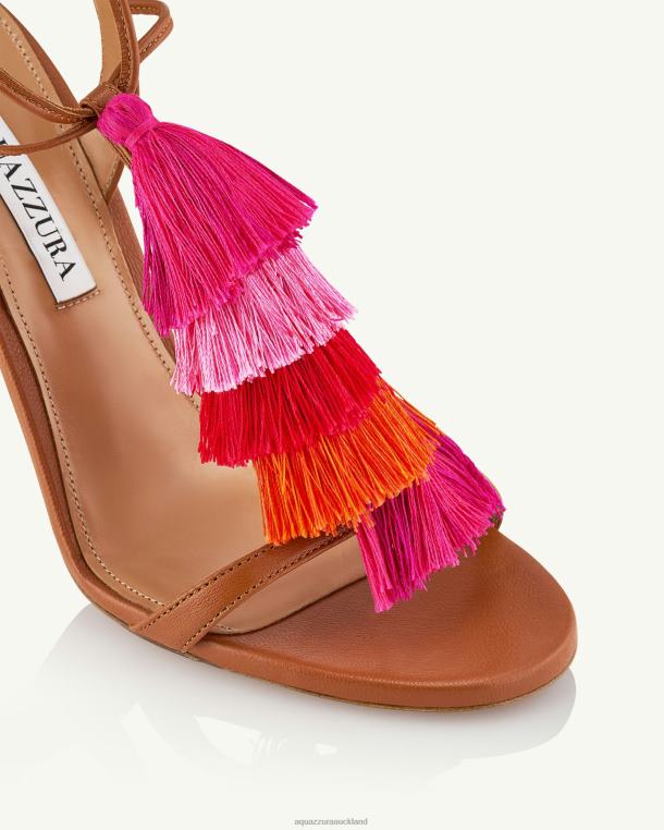 Aquazzura Capri Tassel Sandal 105 BROWN TZ666141