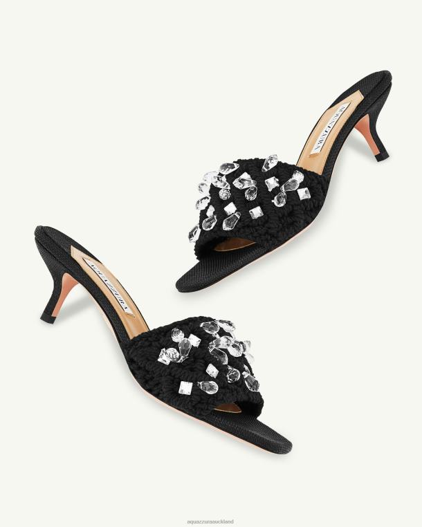 Aquazzura Crystal Cote Mule 50 BLACK TZ66636