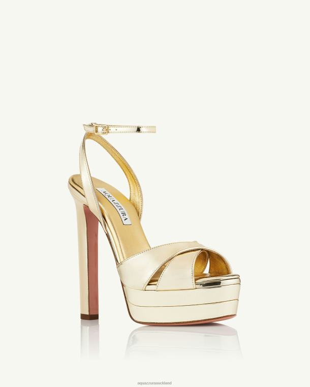 Aquazzura Divine Sandal Plateau 130 GOLD TZ666330