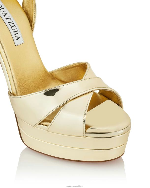 Aquazzura Divine Sandal Plateau 130 GOLD TZ666330