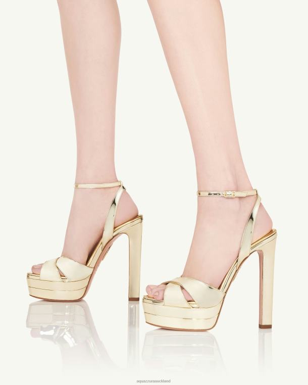 Aquazzura Divine Sandal Plateau 130 GOLD TZ666330